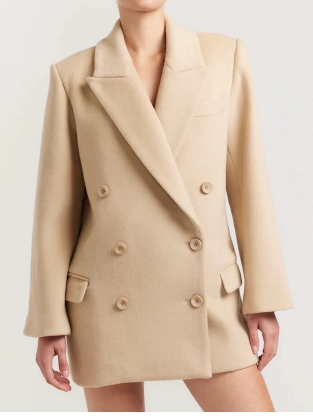 Henne Pietro Coat Dress - Almond 100% Wool Size P US XS
